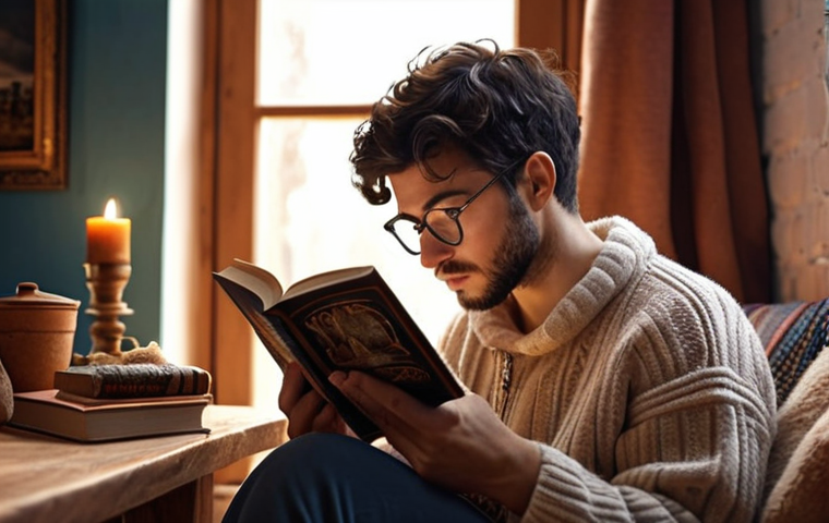 **A person reading a book in a cozy setting, symbolizing continuous self-challenge and learning.**
